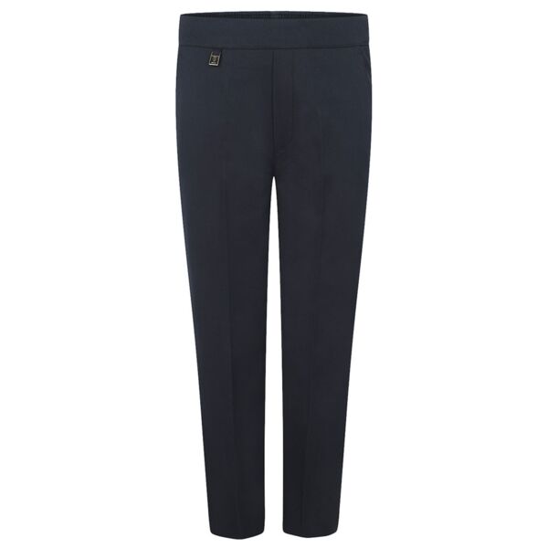 Navy Blue Half Elastic Pull-Up School Trousers Thumbnail