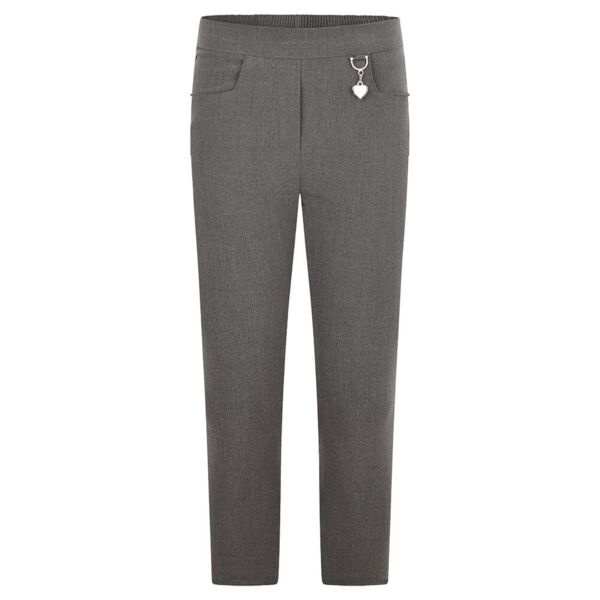 Girls Grey 2 Pocket Stretch Trousers Thumbnail
