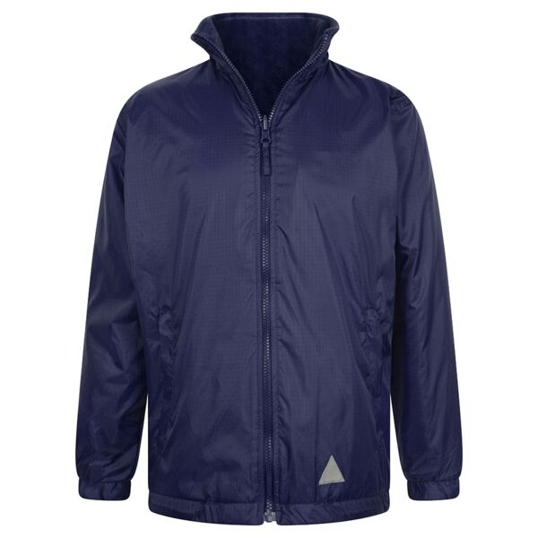 Navy Blue Kids Plain Reversible Outdoor Jacket Thumbnail