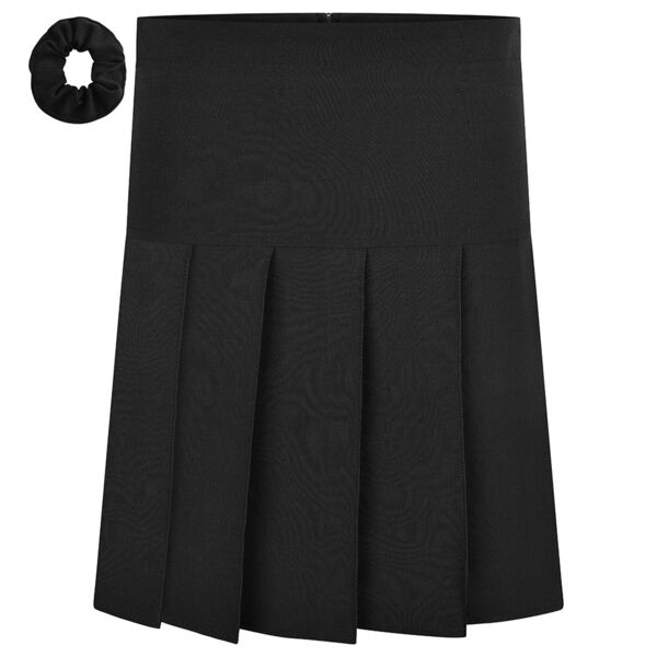 Black Zipped Stretch Pleated Skirt Thumbnail