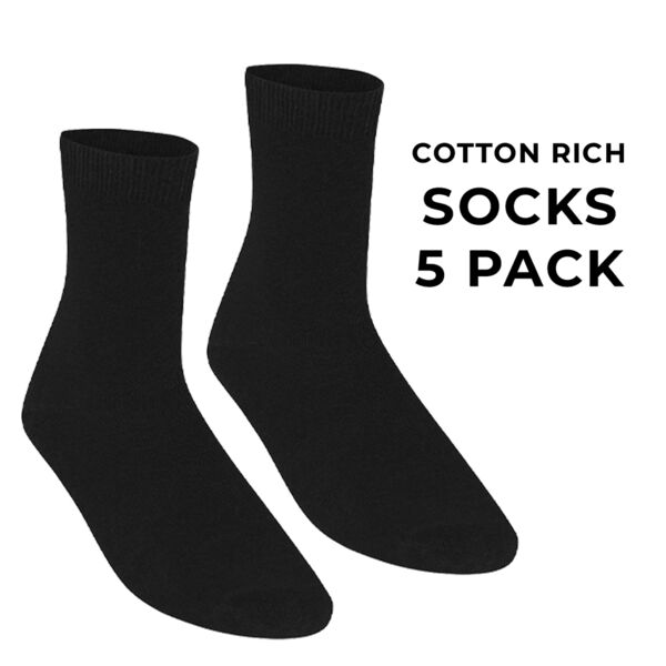 Black Smooth Knit Ankle Socks (5 pack) Thumbnail