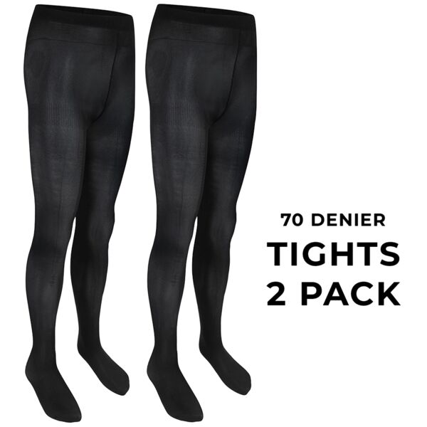 Adult Black Opaque Tights - 70 Denier (2 pack) Thumbnail