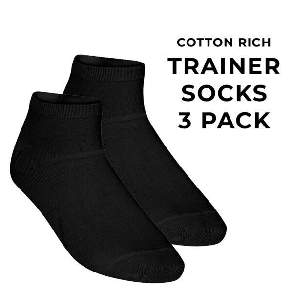 Adult Black Trainer Socks (3 pack) Thumbnail