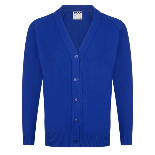 Royal Blue Knitted Acrylic School Cardigan Thumbnail