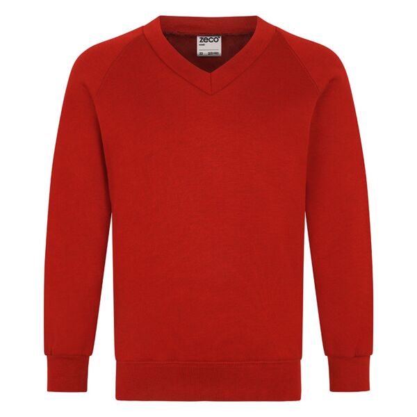 Red V Neck Kids Sweatshirt Thumbnail