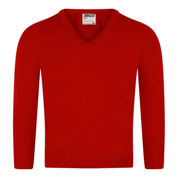 Red Knitted Acrylic School Jumper Thumbnail