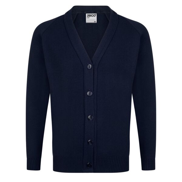 Navy Blue Knitted Acrylic School Cardigan Thumbnail
