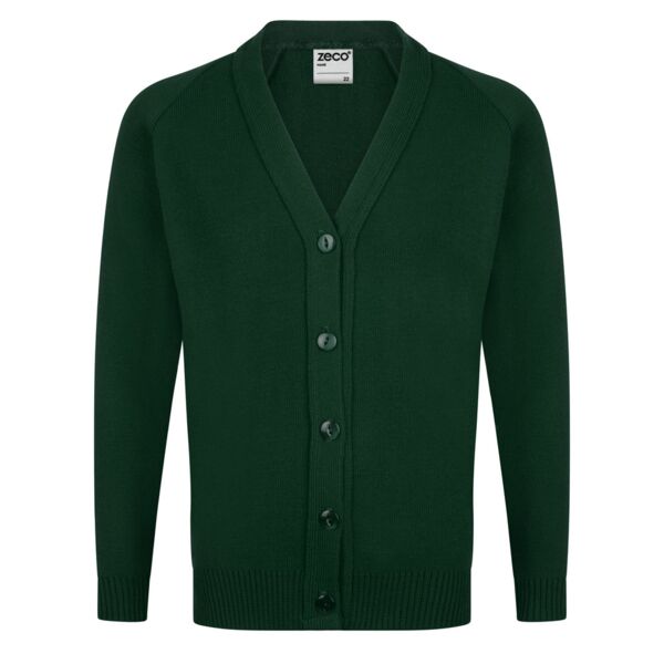 Bottle Green Knitted Acrylic School Cardigan Thumbnail