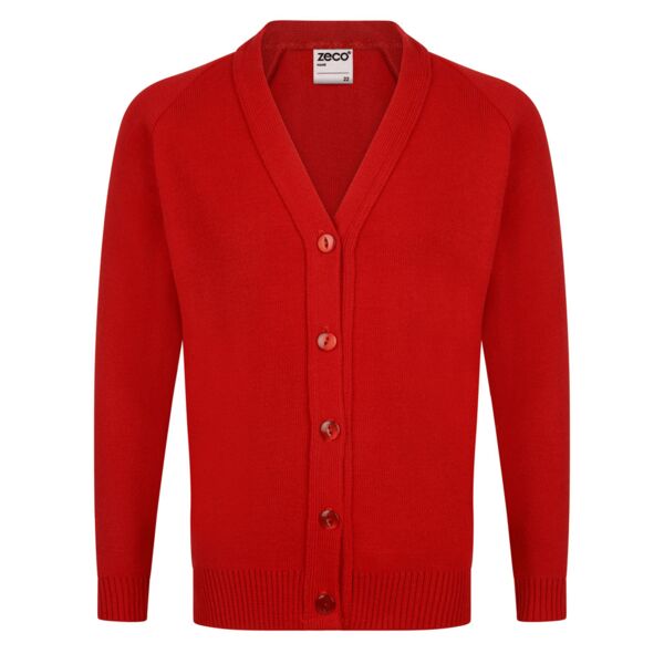 Red Knitted Acrylic School Cardigan Thumbnail