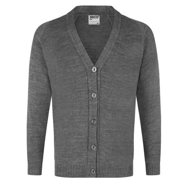 Grey Knitted Acrylic School Cardigan Thumbnail