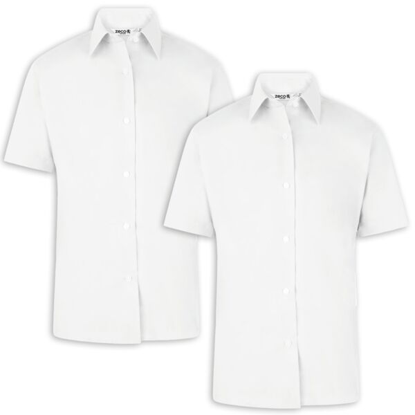 Girls Short Sleeve Non Iron Eco-Blouse - 2 Pack Thumbnail