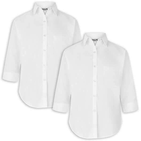 Girls 3/4 Sleeve Non Iron Eco-Blouse - 2 Pack Thumbnail