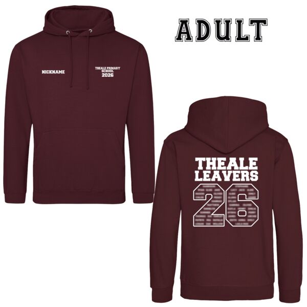 Adult Theale Primary Burgundy Leavers Hoodie Thumbnail